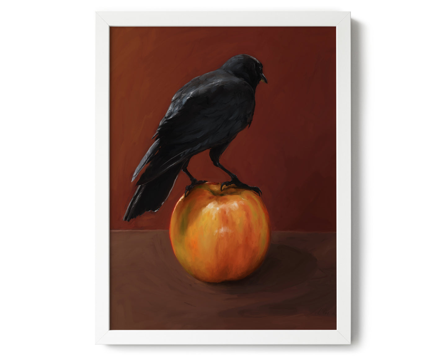 "Crownelius Crowmwell" by Catherine Hébert - Black Crow Fine Art Poster Print - 12"x16" size