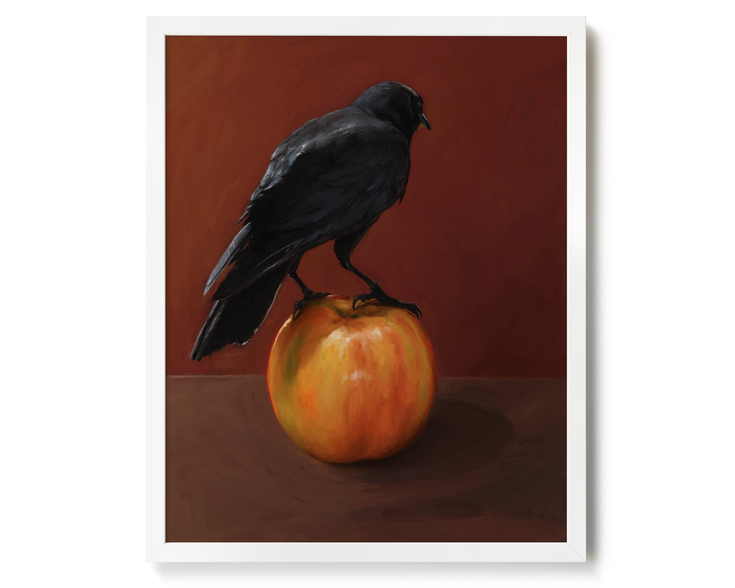 "Crownelius Crowmwell" by Catherine Hébert - Black Crow Fine Art Poster Print - 16"x20" size