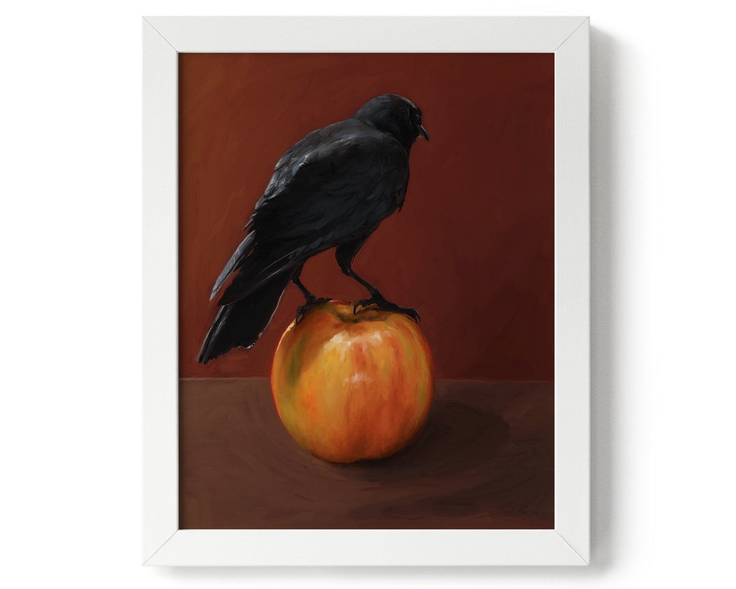 "Crownelius Crowmwell" by Catherine Hébert - Black Crow Fine Art Poster Print - 8"x10" size