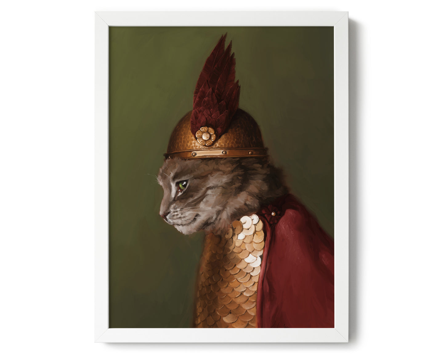 "Brünnhilde" by Catherine Hébert - Viking Valkyrie Cat Fine Art Poster Print - 12"x16" size