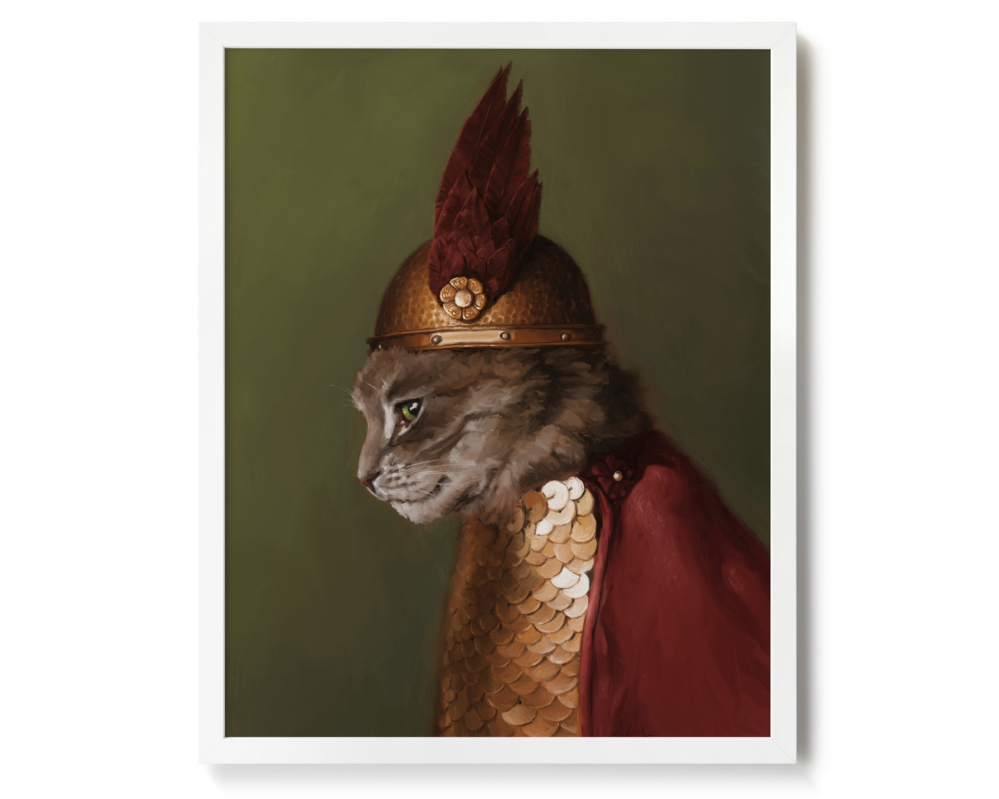 "Brünnhilde" by Catherine Hébert - Viking Valkyrie Cat Fine Art Poster Print - 16"x20" size