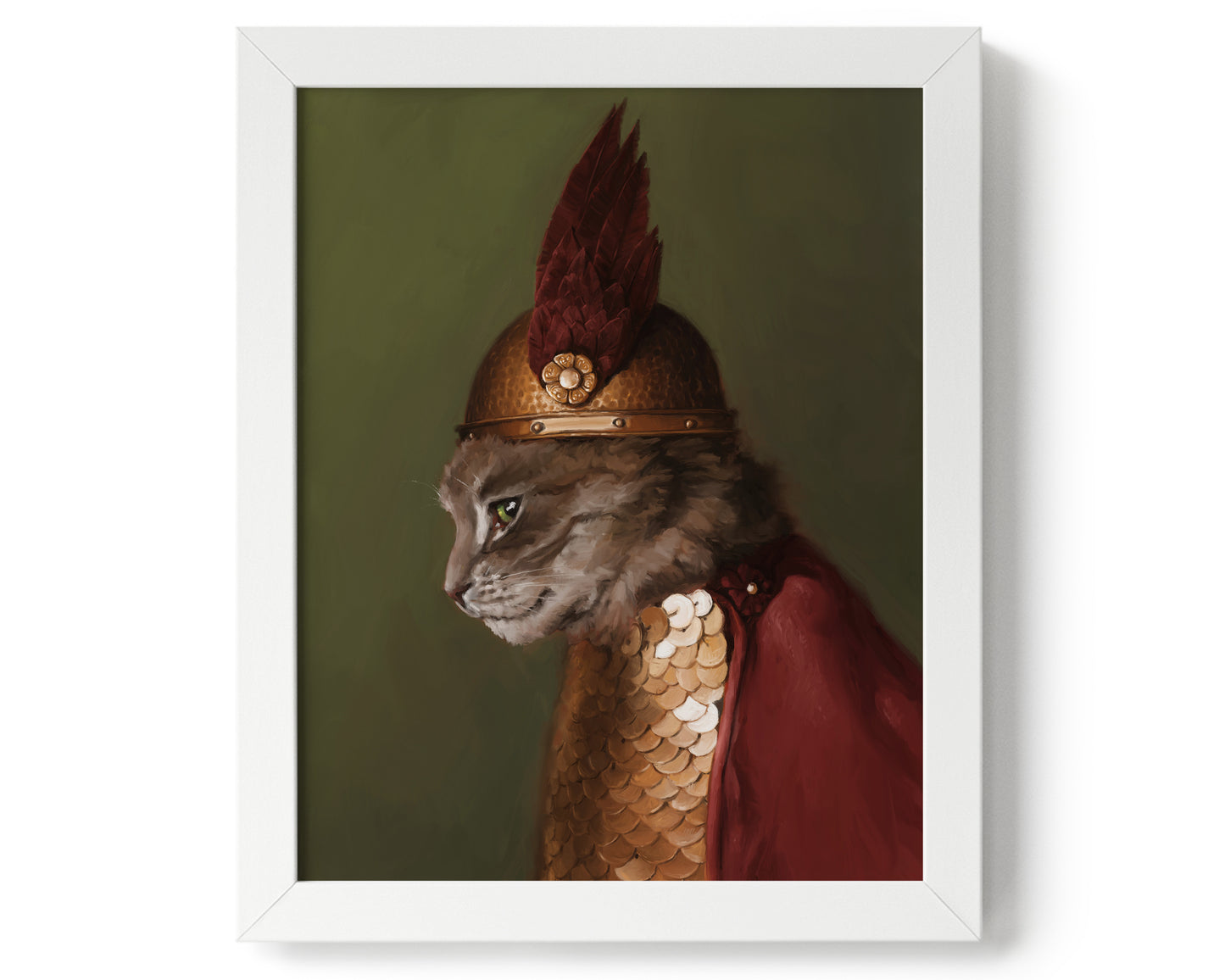 "Brünnhilde" by Catherine Hébert - Viking Valkyrie Cat Fine Art Poster Print - 8"x10" size