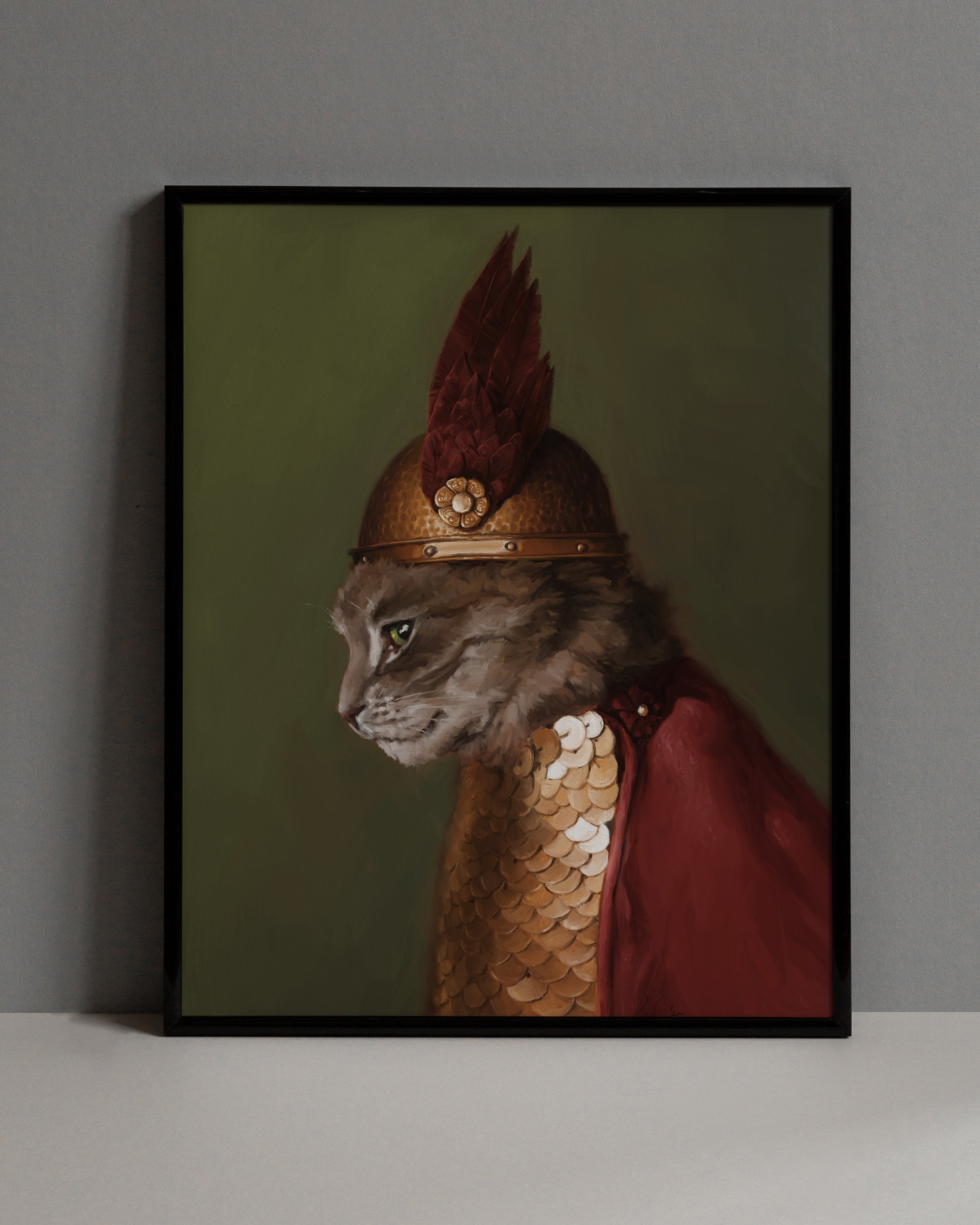 "Brünnhilde" by Catherine Hébert - Viking Valkyrie Cat Fine Art Poster Print