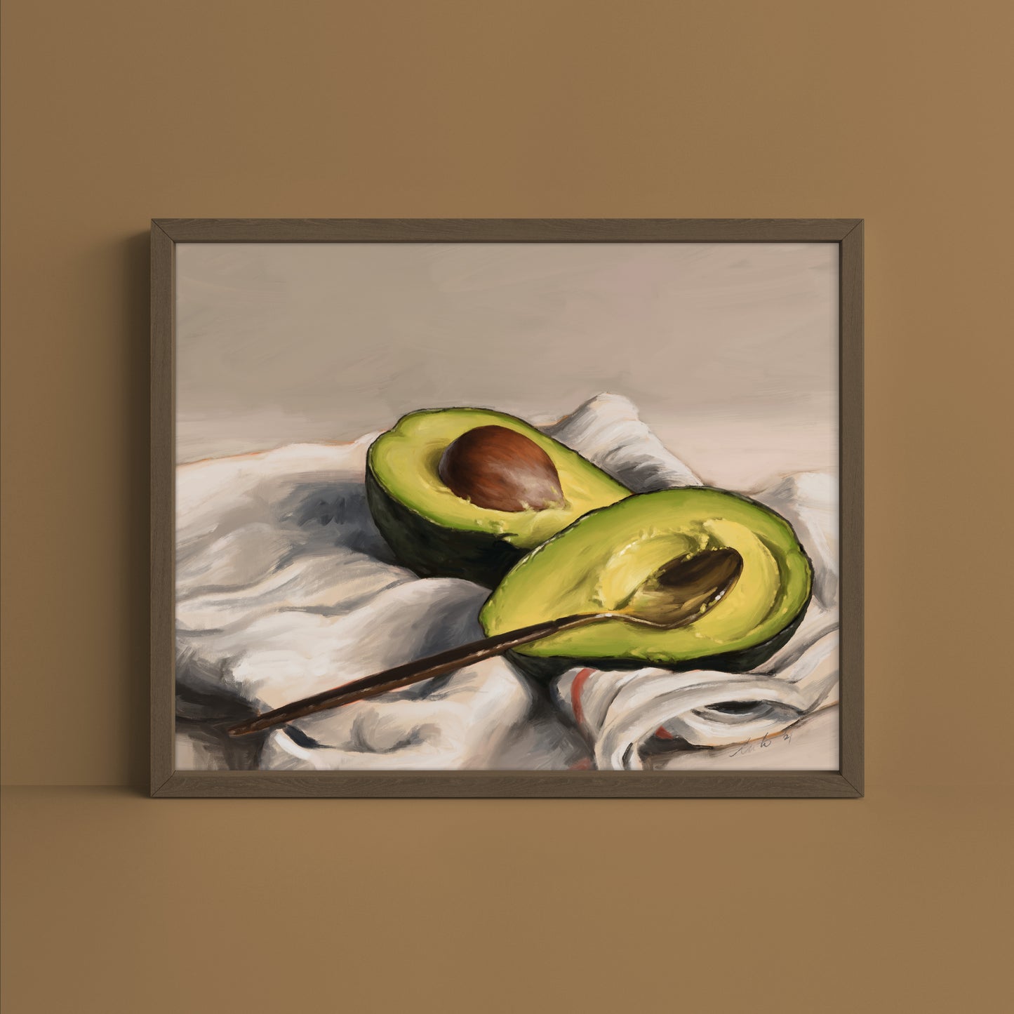 "Avocado" by Catherine Hébert - Sliced Avocado Painting Fine Art Print
