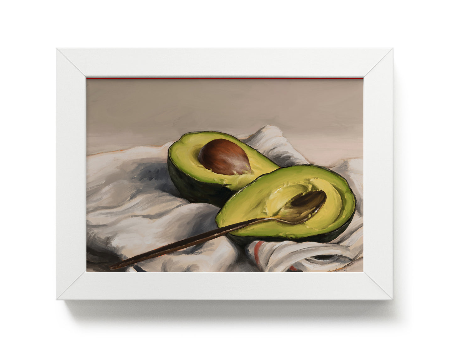 "Avocado" by Catherine Hébert - Sliced Avocado Painting Fine Art Print - 5"x7" size